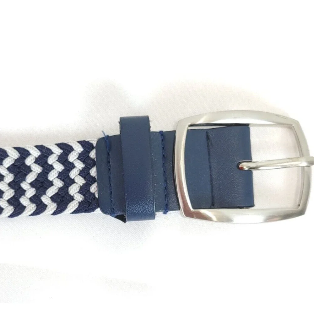 Five Four Belt Navy Blue White Woven Chevron Men Size‎ L Causal Preppy Nautical